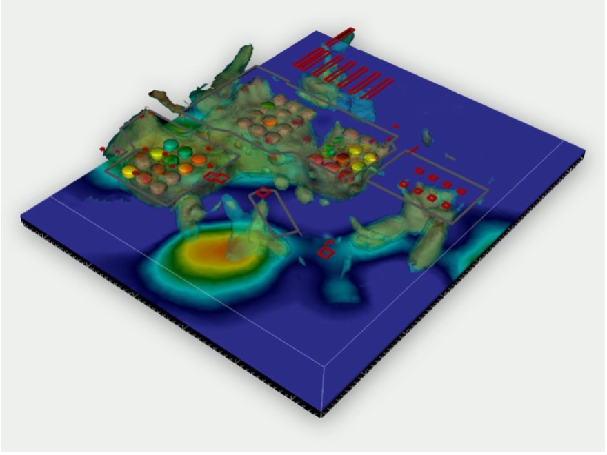 E4D is a scalable, 3D geophysical modeling and inversion code that uses geophysical measurements to generate images of what lies beneath the Earth’s surface. (Image generated by E4D | Pacific Northwest National Laboratory)