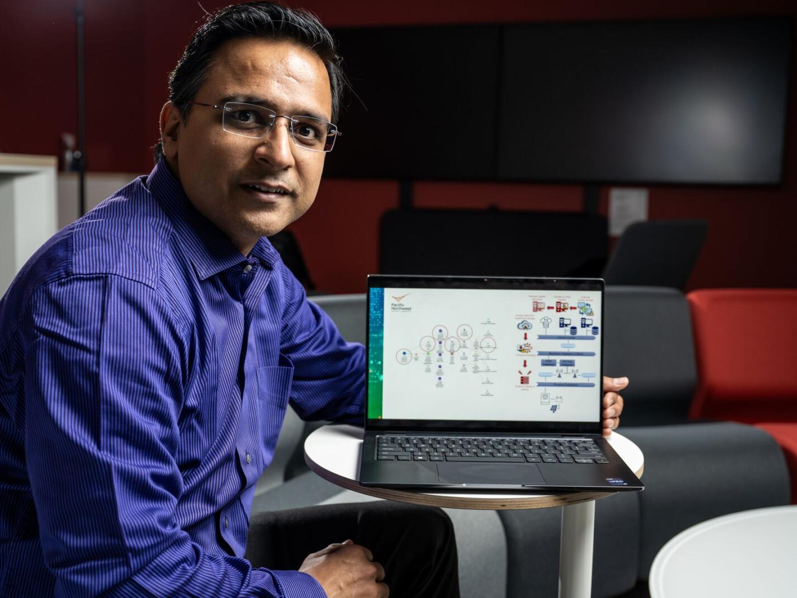 Photo of Sumit Purohit, sitting next to a laptop
