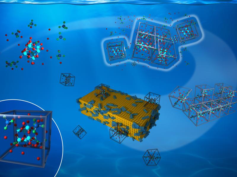An illustration showing the different components of relevant clusters, depicted as cubes under water.