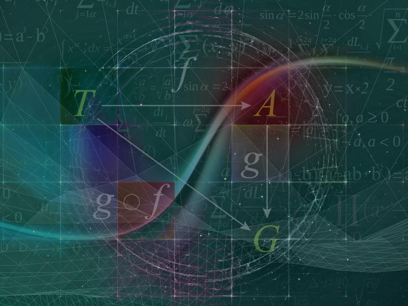 Image of mathematical equations superimposed on top of a digital background.