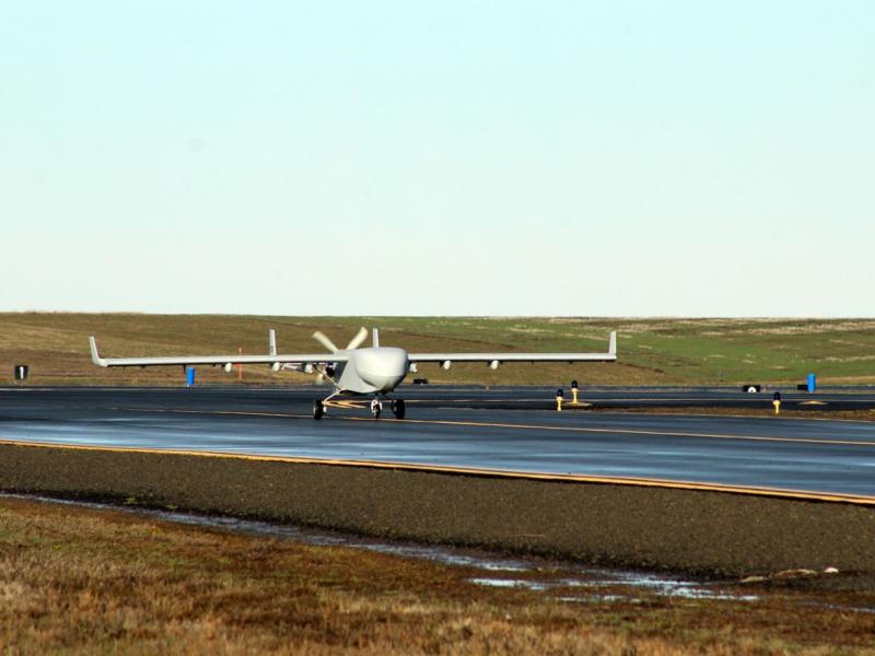 An uncrewed aerial systems on a runway