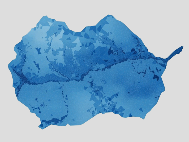 Generated figure showing different sized triangles covering a watershed area in different shades of blue