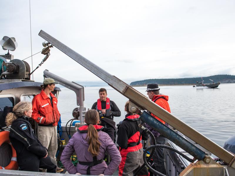 The Triton team and FOA partners prepare to conduct tests in Sequim Bay. 