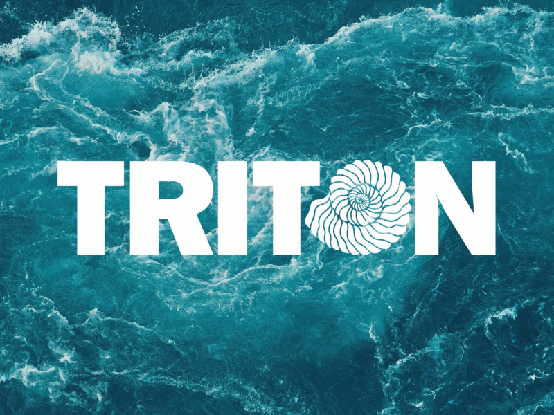 Triton logo over waves 