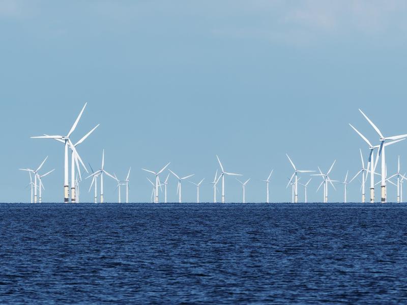 photo shows an offshore wind farm