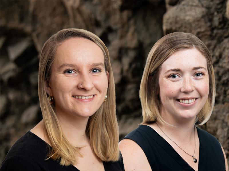 Scientists Allie Nagurney and Emily Neinhuis conduct research about mineralizing carbon dioxide deep underground in basalt rock.